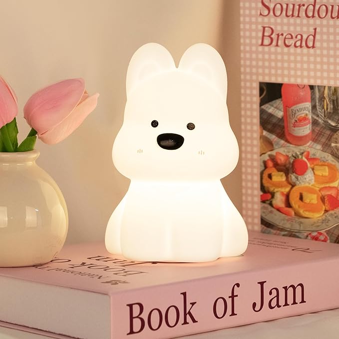 loatme Night Light for Kids, Rechargeable Dimmable Silicone LED Nightlight with 7 Colors, Baby Nursery Night Lamp, Touch Squishy Lamp, Cute Gifts for Girls, Boys, Toddler Room Decor, Dog