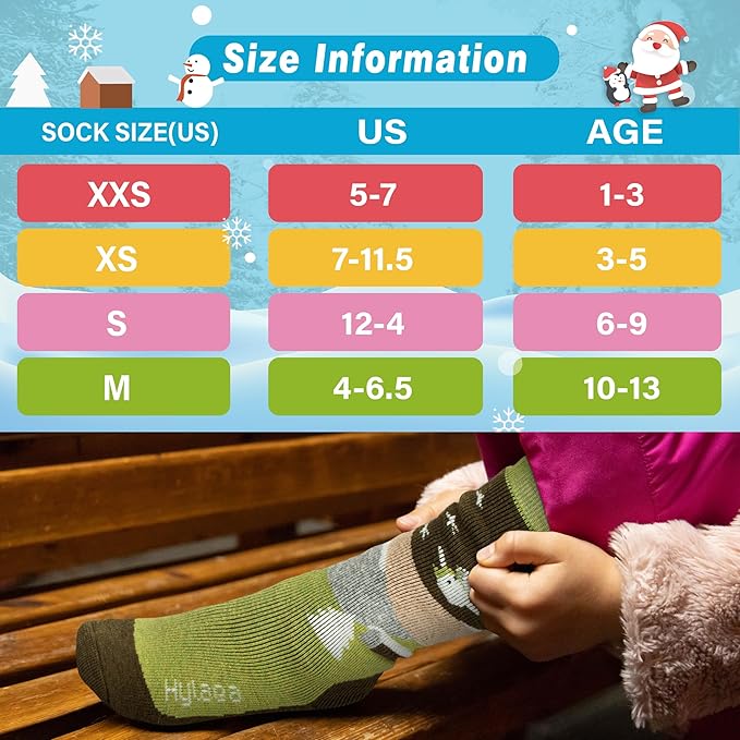 Hylaea Merino Wool Ski Socks Kids, Knee-high Warm Thermal Snowboard Skating Socks for Boys Girls Toddler
