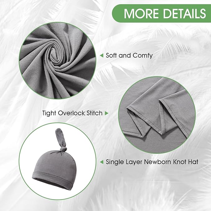 iEvolve Cotton Knitted Baby Swaddle Blanket with Hat Headband Set Newborn Swaddle Wrap Receiving Blankets for Baby Girl Boy 45" x 45"(Dark Grey)