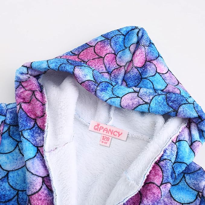 QPANCY Girls Robe Kids Bathrobes Soft Plush Fleece Pajamas Sleepwear