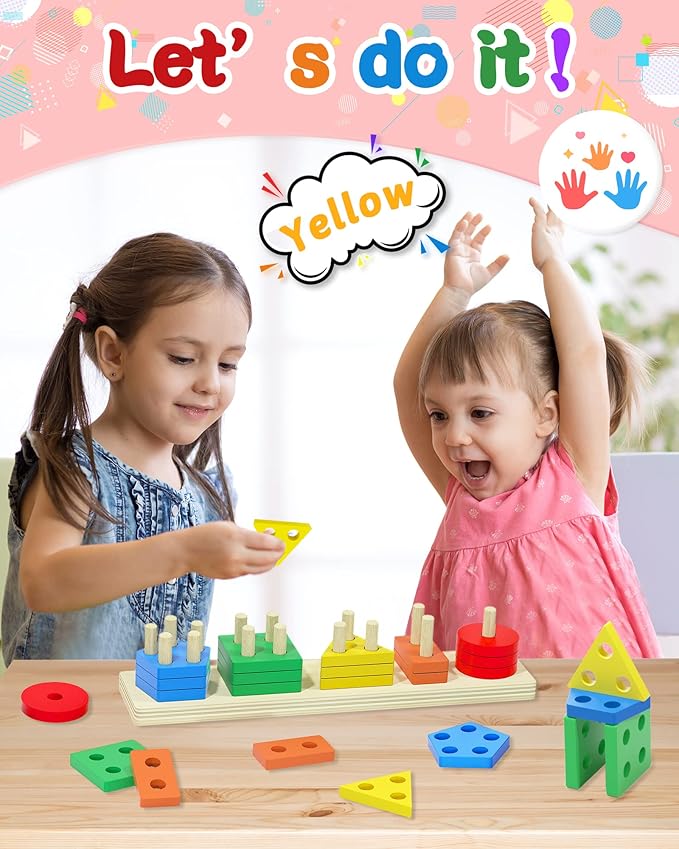 Yetonamr Montessori Toys for 1 2 3 Years Old Boys Girls Birthday Gifts, Wooden Sensory Toys for Ages 2-4 Toddlers Kids Baby, Toddler Stocking Stuffers Learning Toy Activities Puzzles Ages 1-3