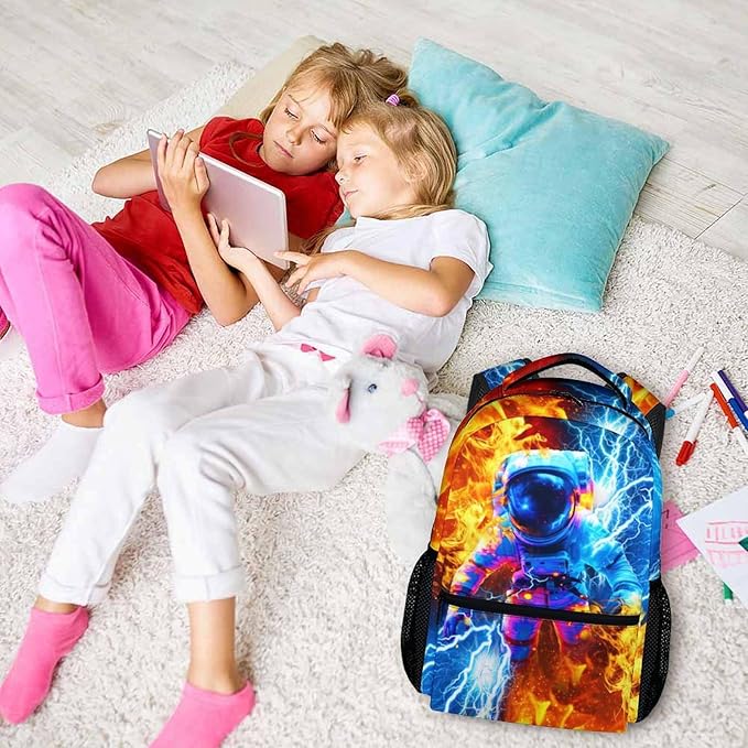 CustomWish Boys Backpack, Astronaut Backpacks for Kids Teens School, Cool Back to School Supplies, 17 Inch Lightweight Durable Bookbag for Travel Work
