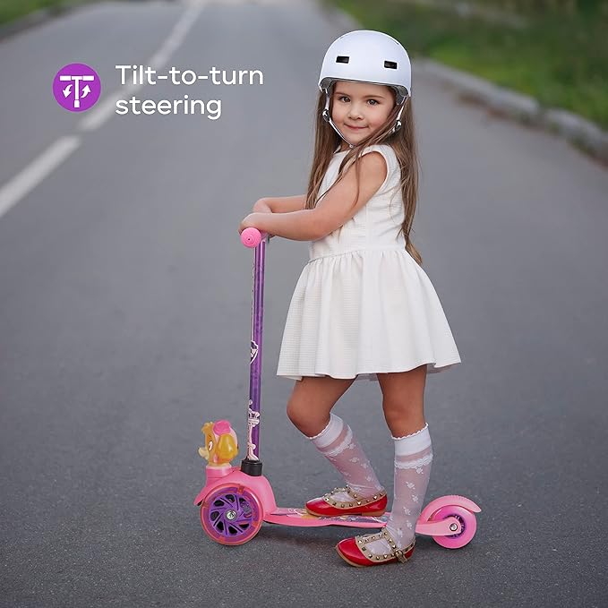 3D Kick Scooter for Kids, Self-Balancing 3 Wheeled Light Up Scooter with Extra Wide Anti-Slip Deck, Rear Brake, Lean to Steer, Lightweight Design, for Kids 3 and up, 75 LB Limit