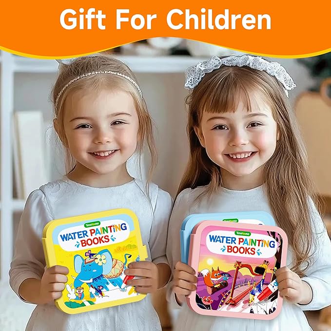 Timetome Reusable Water Painting Book for Kids - 3 Pack Magic Watercolor Books with Water Pen Fairy Tale, Animal & Dinosaur Themes | No Mess Paint & Reusable Fun for Ages 3+