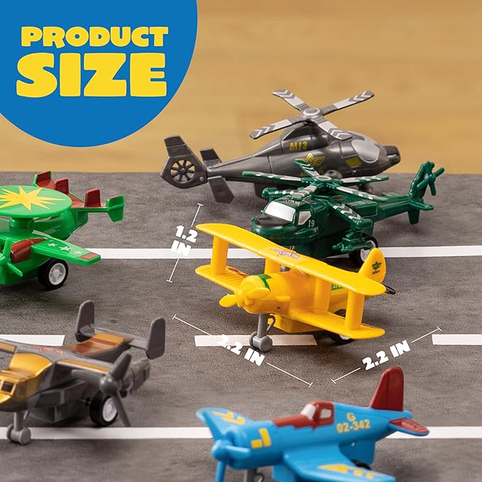 JOYIN 16 Pcs Pull Back Airplane Toys, Boys Plane Playset, Aircraft Incl Helicopter, Fighter, Bomber, Gifts for Toddler Kids 3+ Years Old, Christmas Kids Gifts, Treasure Box Toys for Classroom