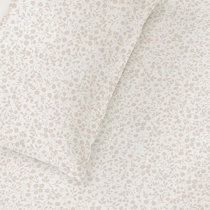 MakeMake Organics Organic Queen Fitted Sheet Set GOTS Certified Organic Cotton Fitted Sheet with Pillowcase Ultra Soft Non Toxic Breathable Hypoallergenic Colorful Neutral (Queen, Gardenia)
