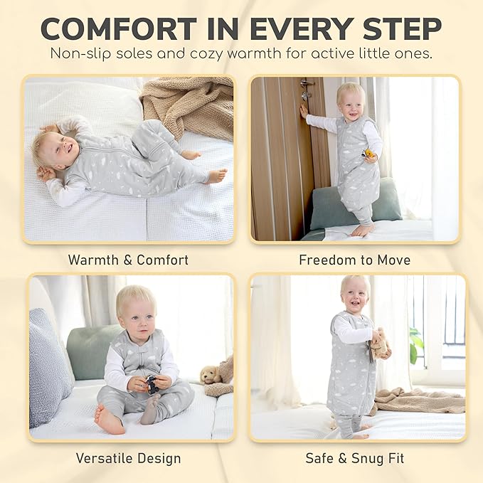 Mama Cheetah Toddler Sleep Sack with Feet 2T, 2.5 TOG Organic Cotton Baby Sleeping Bag with Legs, Baby Wearable Blankets for Walkers w/ 2-Way Zipper, Baby Sleep Sack for Girls Boys, Medium
