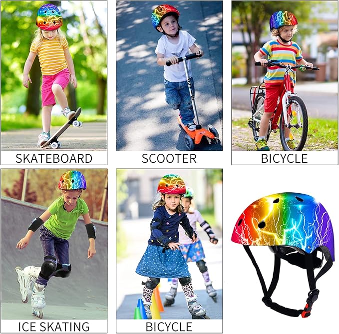 Adjustable Color Gradient Toddler Kids Bike Helmet for 3-5-8-14+Ages Girls Boys.Skateboard Bicycle Toddler Helmet 2-4 Years for Multi-Sports Cycling Scooter Inline Roller Skates Rollerblading