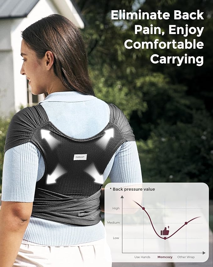 Momcozy Baby Carrier AirMesh - The Perfect Summer Water Sling for Newborns to Toddler 8-35 lbs - Cooling, Breathable and Lightweight Baby Wrap, Nice for Summer, Pool, Beach, Swimming, Black