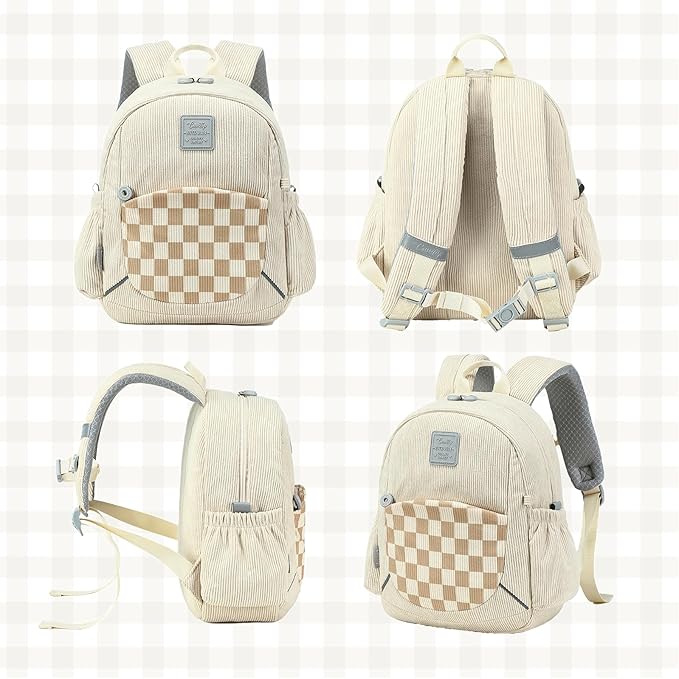 CAMTOP Toddler Backpack for Boys Girls 2-4, Kids Backpacks for Kindergarten Preschool, 12" H Small Bookbag for Daycare Travel (Beige, 12''- Not fit A4 folder)