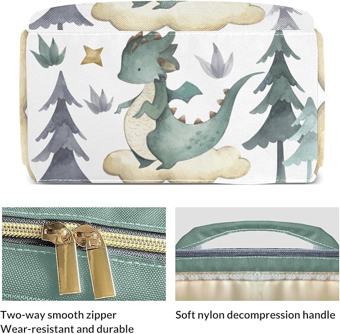 Personalized Cute Dragon Watercolor Custom with Name Diaper Bag Backpack For Baby Boy Girl Dad Mom Unisex for Adult Daypack Holiday Gift