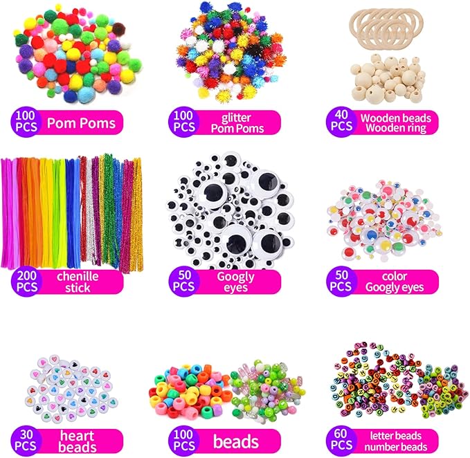 Itopstar 3000 Kids Arts and Crafts Supplies for Kids Crafting Supply in 3 Layered Plastic Art Box All in One Ages 8 9 10 11 & 12 Year Old Girls & Boys Crafting Supply Set