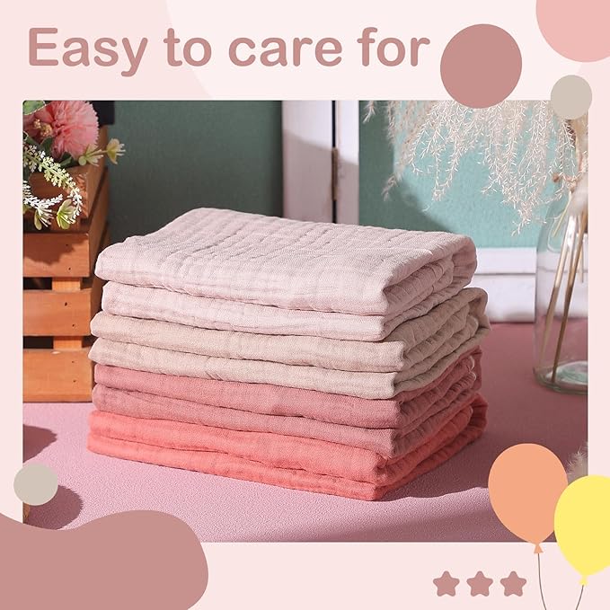 Peryiter 4 Pcs Muslin Hooded Baby Towels, 32x 32'' Cotton Newborn Bath Towel Muslin Infant Baby Blankets Absorbent Unisex Christmas Registry Gift Essentials for Girls Boys (Beige Series)