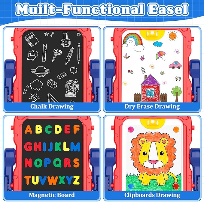 Easel for Kids Toy,Double-Sided Magnetic Kids Art Easel for 3+ Year Old Boy Gift,Toddler Toys for 3+ Year Old Boy Dry Erase Boards, Learning Educational Toy Drawing Board for 4 5 Years Old Girl Gifts