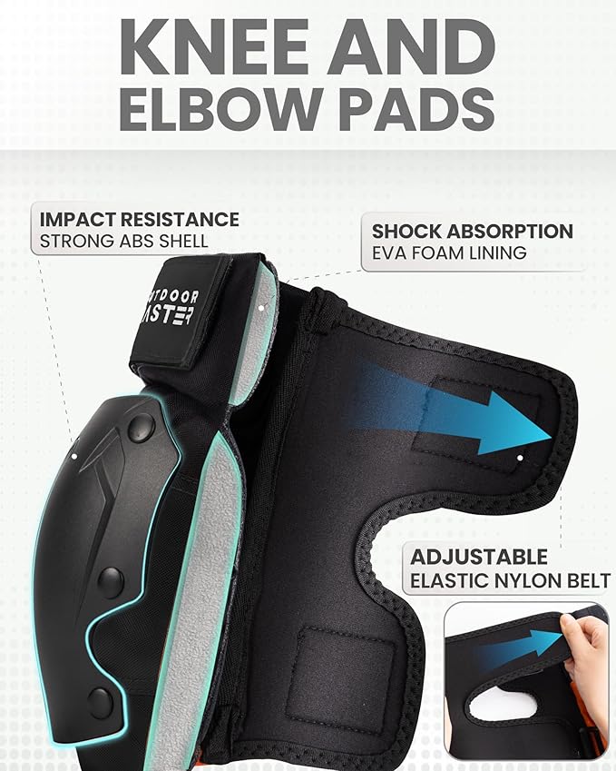 OutdoorMaster Knee Pads for Skating Knee and Elbow Pads for Adult &Youth - Skateboard Protective Gear with Wrist Guards 3 in 1 Saver Series for Skate