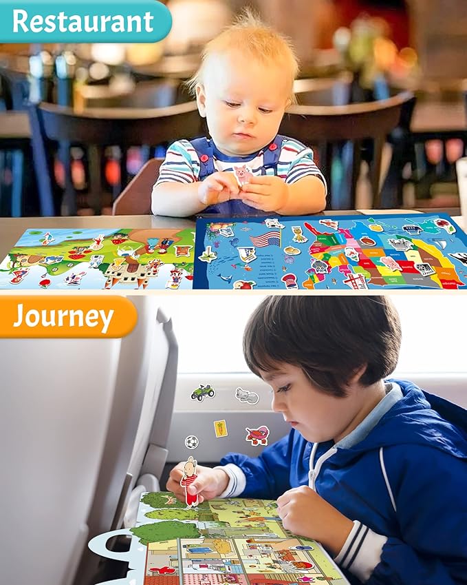 Benresive Reusable Sticker Books for Kids 2-4, Sticker Books for Toddlers 1-3 2-4, Toddler Travel Toys Activities Crafts Gifts