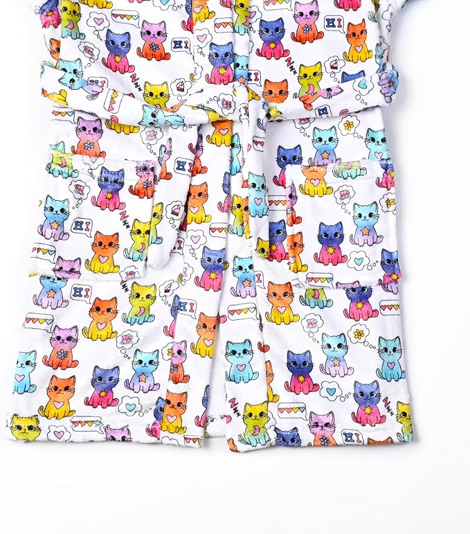 CHILDRENSTAR Girls Robe Kids Cat Bathrobes Plush Soft Fleece Pajamas Sleepwear