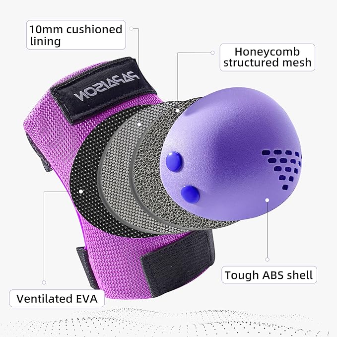 PAPAISON Kids/Youth Knee Pad, Elbow Pads & Wrist Guards for Inline Skating Bike Cycling Skateboard Scooter, 3 in 1 Protective Gear Set for Girls Boys Adult
