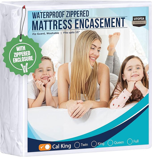 Utopia Bedding Waterproof Mattress Protector California King Size, Zippered Mattress Encasement Bed Bug and Dust Mite Proof, Absorbent Six-Sided Mattress Cover