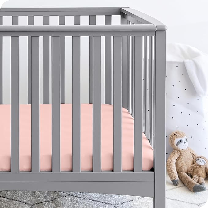 Bare Home 2-Pack Fitted Crib Sheets - Premium 1800 Ultra-Soft Microfiber - Breathable - Baby Sheet - for Boys & Girls - Fits Standard Crib and Toddler Mattresses (Pink Slipper/Lilac)