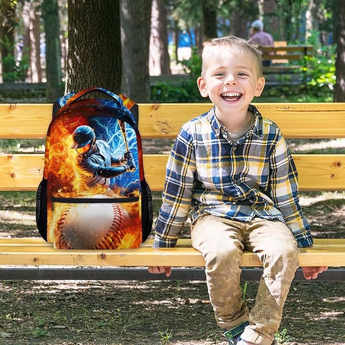 CustomWish Backpack for Boys, Baseball for Kids Teens Elementary Middle Primary High Senior, 17 Inch Lightweight Sport Bookbag for Ages 6-18 Back to School Travel