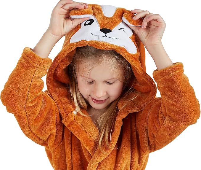 DELEY Girl's Robe Baby Boys Hoodie Robes Toddler Bathrobes for Kids Pajamas Sleepwear