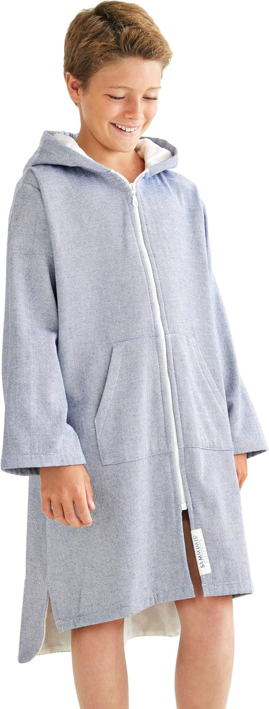 SAMMIMIS Kids Bathrobe & Hooded Towels for Kids - Soft Turkish Bath Towels with Terry Lining, Zip & Pockets - Gift Idea
