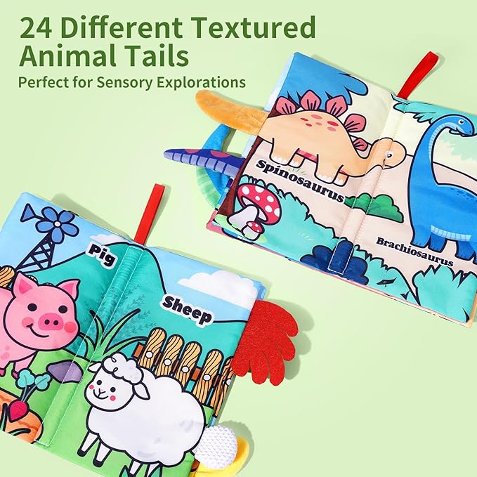 4-Pack Baby Books 0-6 Months, Baby Crinkle Books, Touch and Feel Sensory Toy for Babies, Infant Toys 0-6 Months, Soft Fabric Toy Shower Gift - 6 Pages Blue