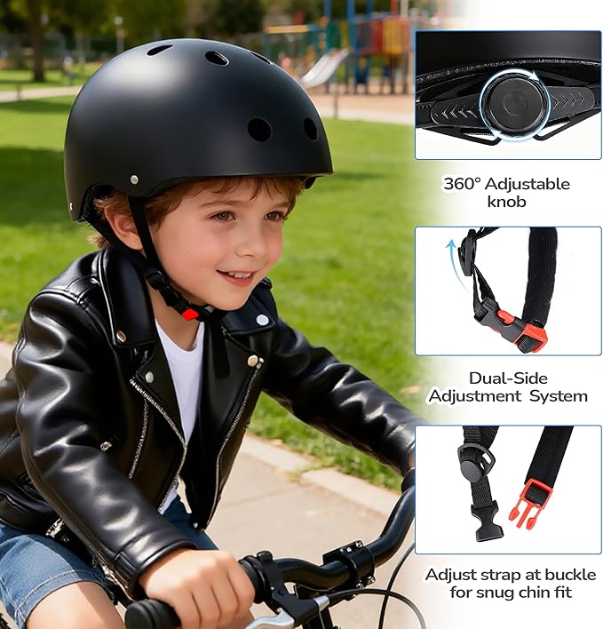 Kids Bike Helmet, Toddler Helmet for Youth Boys Girls Ages 3-14 Year Old, Adjustable Fit & Lightweight, Multi-Sport Safety for Skateboard Skating Bicycle Scooter Cycling