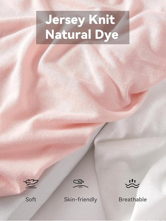 TILLYOU Baby Bassinet Sheets for Girls Boys, Fit for Hourglass Oval Rectangle Bassinet Mattress Sheets, 33”X16”, 2 Pack Pink & White
