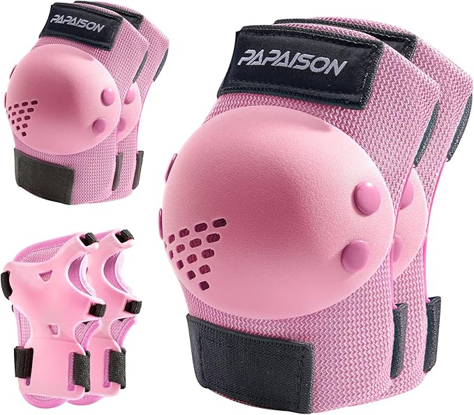 PAPAISON Kids/Youth Knee Pad, Elbow Pads & Wrist Guards for Inline Skating Bike Cycling Skateboard Scooter, 3 in 1 Protective Gear Set for Girls Boys Adult