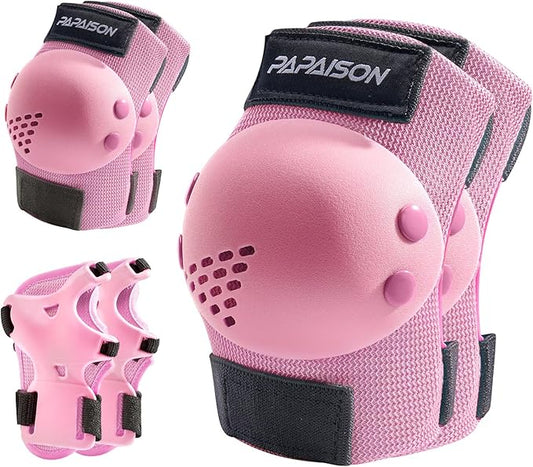 PAPAISON Kids/Youth Knee Pad, Elbow Pads & Wrist Guards for Inline Skating Bike Cycling Skateboard Scooter, 3 in 1 Protective Gear Set for Girls Boys Adult