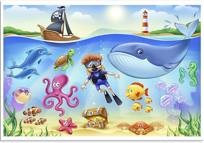 20 Pack Disposable Placemats for Baby, 3 Design Pack Baby Eating Mat, 12" x 18" Sticky Kids Placemats, Toddler Placemat for Restaurants, Plastic Kids Placemat for Dining Table