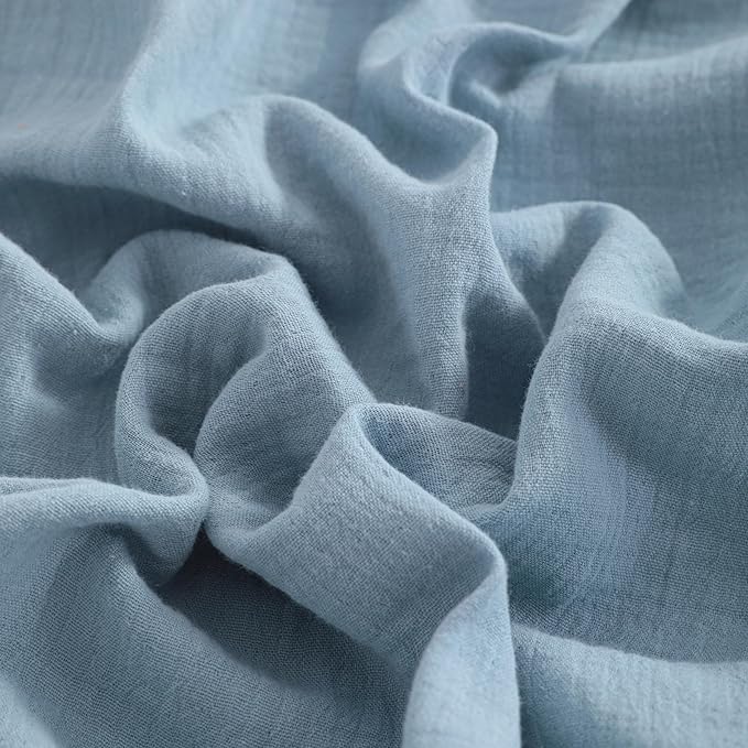 NTBAY 2 Pack Muslin Cotton Mini Crib Sheets, Soft and Breathable Double Layer 24x38 Baby Crib Sheets for Mini Crib and Toddler Mattresses, Boys, Girls, Unisex, Sky Blue, 24x38 Inches