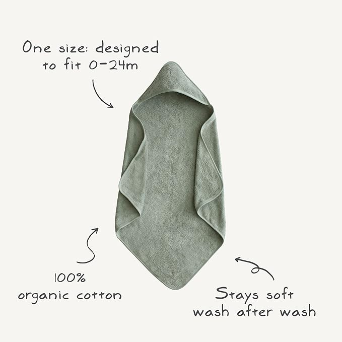 mushie Baby Hooded Towel | Organic Cotton (Gray)