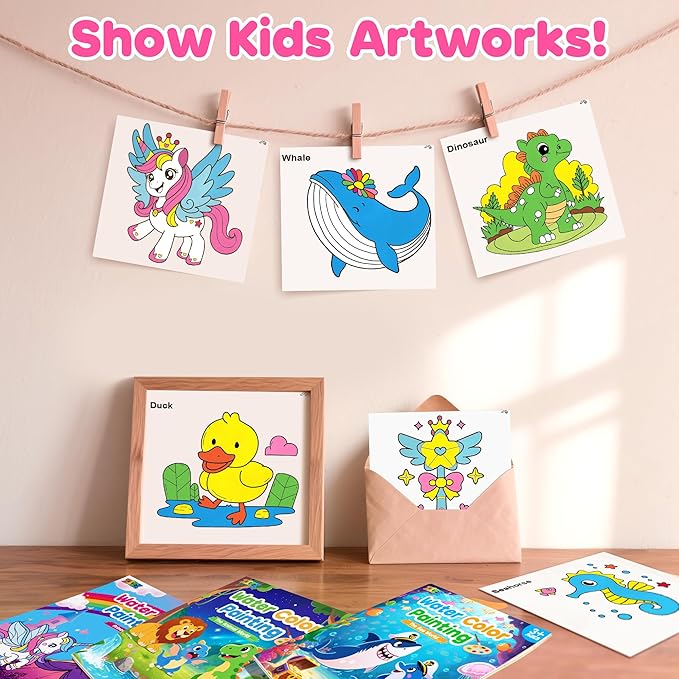 ZIZZ Paint with Water Coloring Books for Toddlers, 3 Pack Watercolor Painting Set for Kids Ages 3-5 4-8, No-Mess Drawing Activity Kit Art Craft Toy Birthday Gifts for Girl Boy | Princess, Forest & Sea