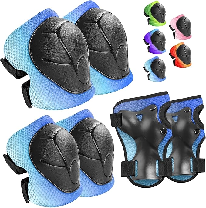 Kids Protective Gear Set Knee Pads for Kids 3-14 Years Toddler Knee and Elbow Pads with Wrist Guards 3 in 1 for Skating Cycling Bike Rollerblading Scooter