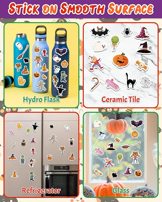 Benresive Reusable Sticker Books for Toddlers, Fun Travel Stickers for Kids, Toddler Sticker Book, Crafts Activities for Toddlers, 3 and Up Birthady Gifts - Halloween