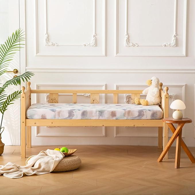 SDY Jersey Crib Sheets for Baby Boys and Girls,52”x28”x8, 2 Pack,Neutral Standard Oval/Retangle Fitted Crib Sheets for Toddler,Super Soft Breathable
