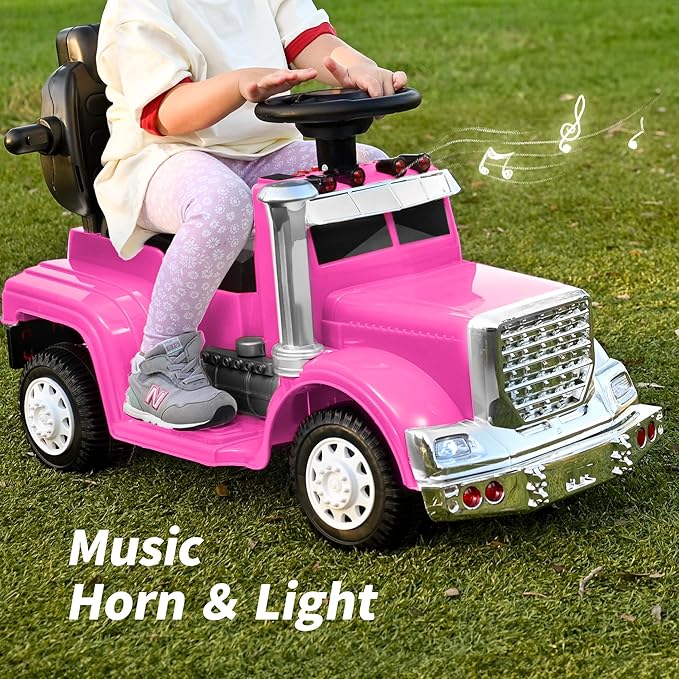 3-in-1 Ride on Push Car for Toddler with Handle, Toddler Ride on Toy for Boys, Stroller Sliding Walking Car w/Music, Horn and Lights - Hot Pink
