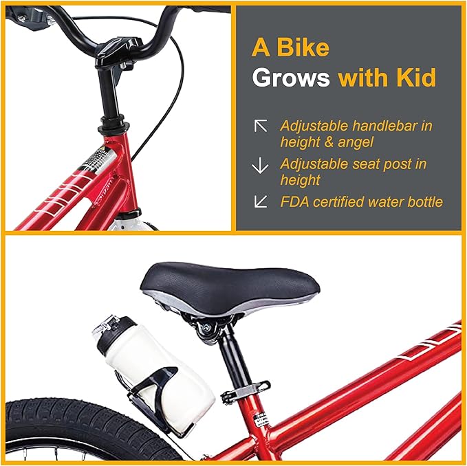 RoyalBaby Kids Bike Freestyle Classic & EZ Balance Pedal Switchable Bicycle, 12 14 16 18 Inch, 3-10 Years Toddler to Big Kids
