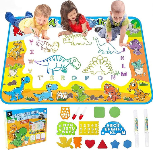 2025 Trending 1-4 Year Old Toddlers Painting Toy Water Doodle Mat for Girls and Boys Dinosaur Coloring Pad for Kids Age 1 2 3 4 Magic Drawing Board Educational Christmas Birthday Gifts for Education
