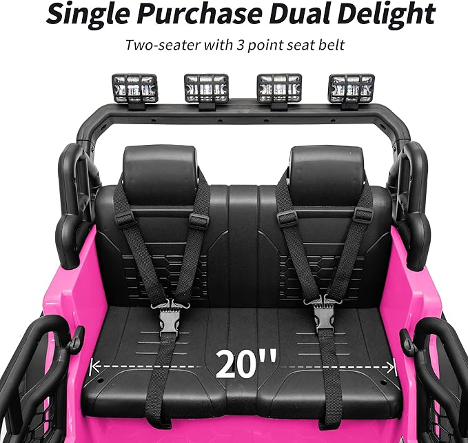 2 Seater Ride on Car Toy, 24V 4WD Electric Car for Kids 4-8 with Remote Control, 4x200W Motors, Capacity 110 lb - Pink