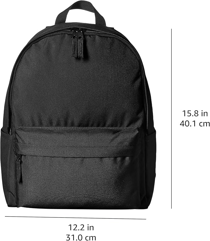 Amazon Basics Backpack for School, Study, Travel, Durable Classic Design, Book Bag, Black