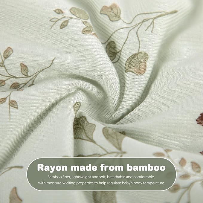 Mosebears Unisex Rayon Made from Bamboo Sleep Sack with 2-Way Zipper,2.5 Tog Baby Winter Sleep Sack(Green Animal,0-6 Months)