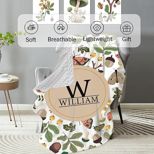 Personalized Baby Crib Bedding Set: 4 Piece Custom Gift Crib Bed Set with Name - Mushroom Design, Nursery Bedding Set for Baby Girls,Newborn Boys Girls Crib Sets, Crib Bedding Shower Gifts