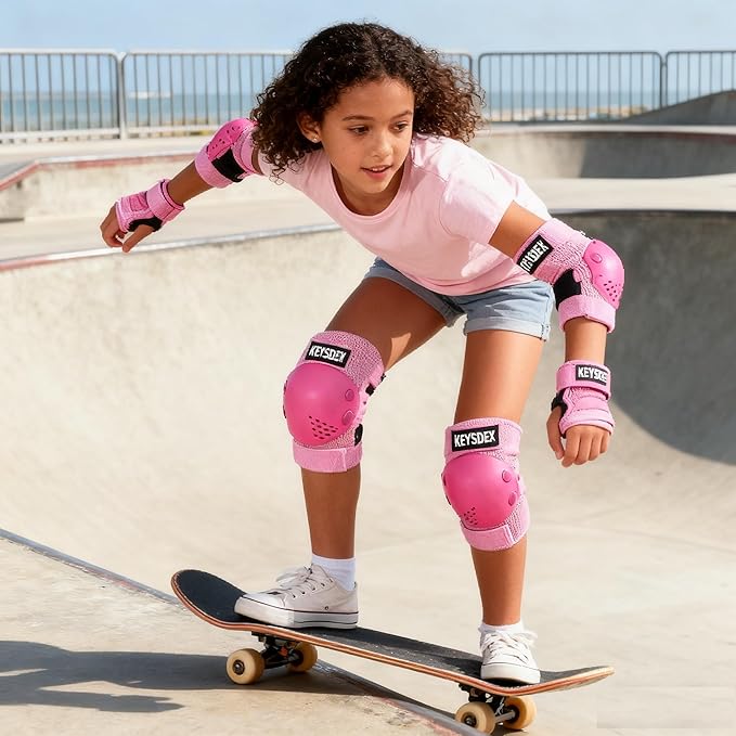 Kids/Youth Knee Pads Elbow Pads Wrist Guards Protective Gear Set for 3-15 Years, Child Roller Skates, Cycling, BMX Bike, Skateboard, Inline Skating, Scooter Riding and Outdoor Sports