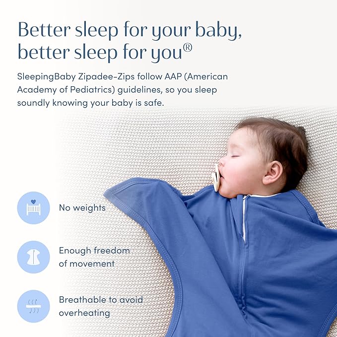 SleepingBaby Zipadee-Zip Transition Swaddle - Cozy Baby Swaddle Blanket with Zipper Convenience - Roomy Wearable Blanket for Easy Diaper Changes - Classic Navy, Large (12-24 Month) - 2 Pack