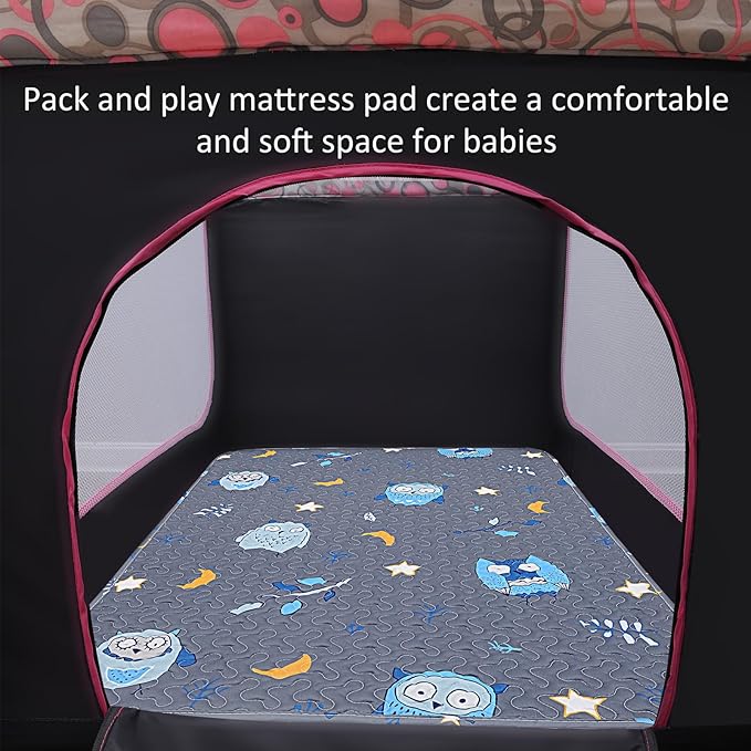 Quilted Pack n Play Sheet Fitted, Breathable Thick Pad for Pack and Play Mattress, Pack and Play Mattress Sheet fits Graco, Portable Mini Cribs, Play Yards, Padded Playpen Protector Cover