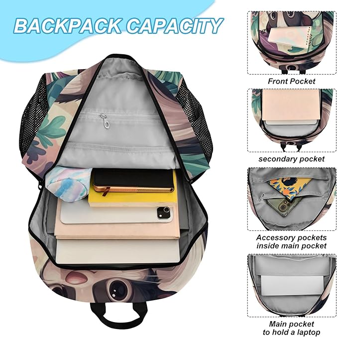 Jucciaco Cute Cartoon Skunk Kids Backpack with Lunch Bag for Boys Girls Travel School Backpack Sets